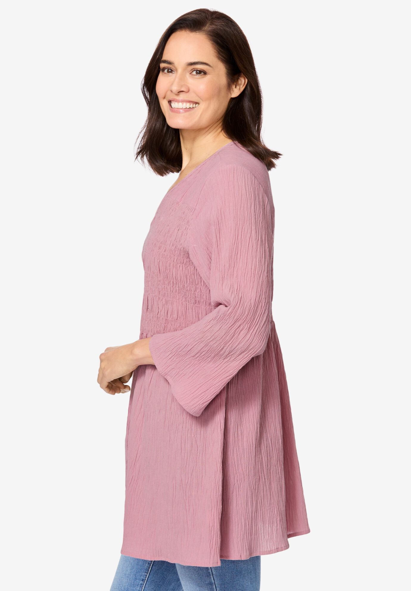 Smocked Blouse, DUSTY PINK, alternate image number 2