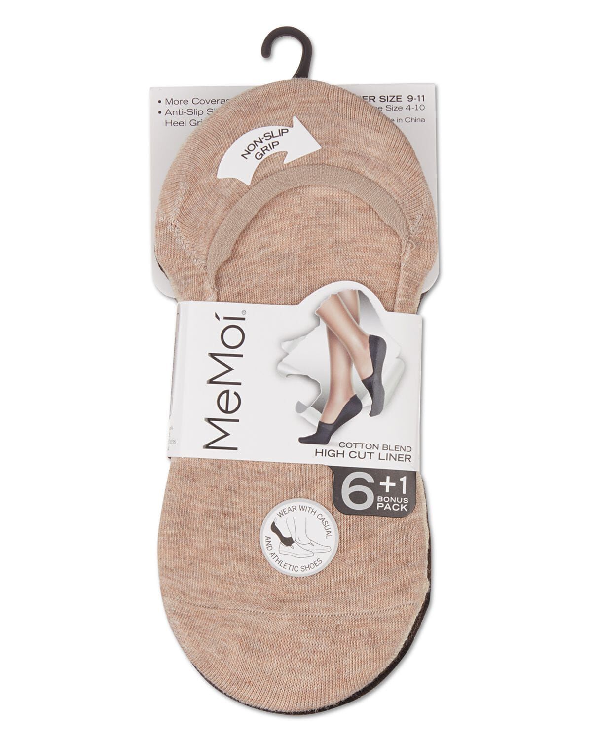 High-Cut Cotton Blend Sneaker Liner 7 Pack, TAUPE, alternate image number 1