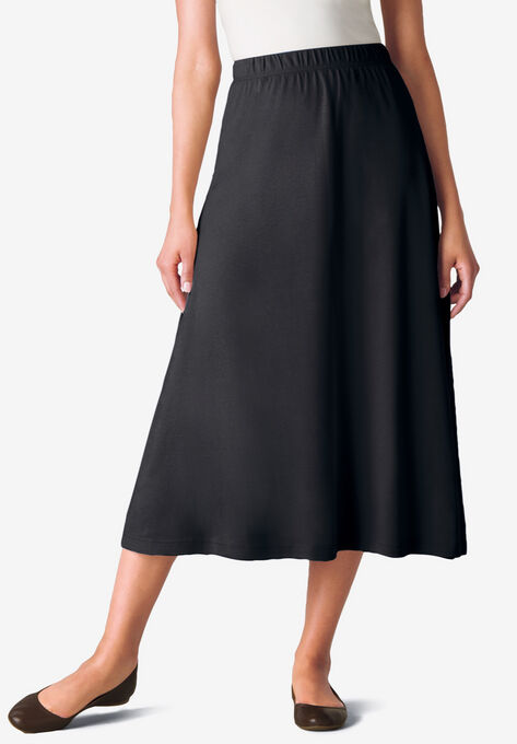 7-Day Knit A-Line Skirt, BLACK, hi-res image number null