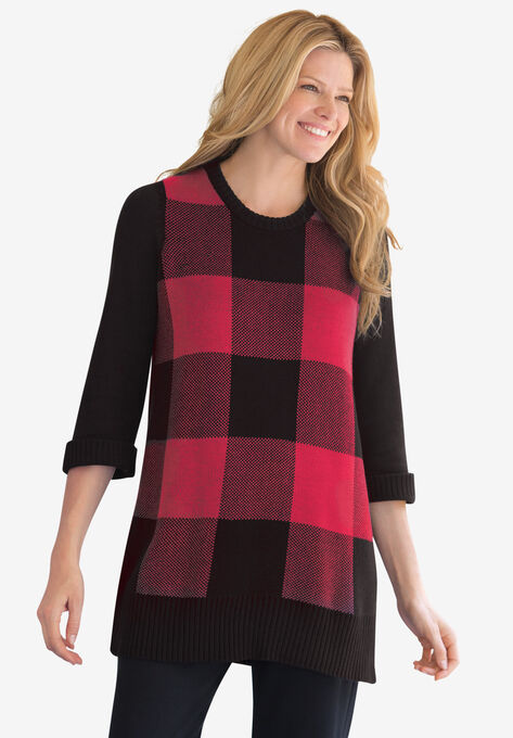 Buffalo Plaid Pullover Sweater, , alternate image number null