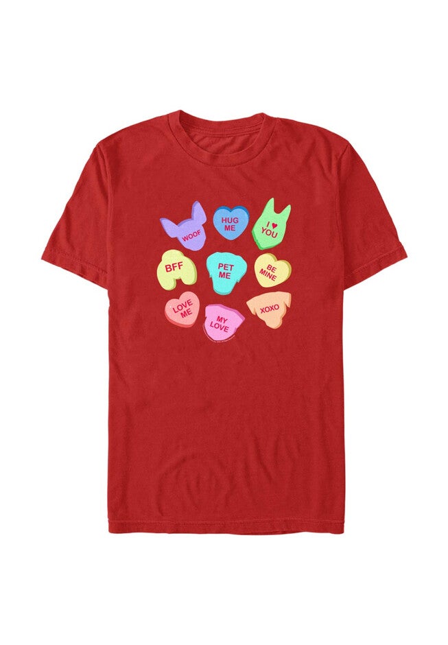 Dog Heart Candy Relaxed Fit Boyfriend T-Shirt, RED, hi-res image number 0