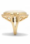 Gold-Plated Oval Mother of Pearl and CZ Ring, , on-hover image number null