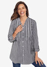 Perfect Pintuck Tunic, BLACK GINGHAM, hi-res image number null