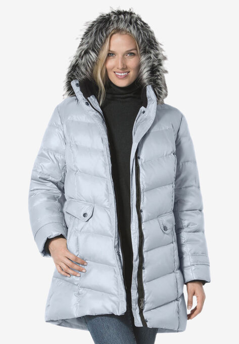 Hooded down fill puffer jacket, PEARL GREY, hi-res image number null
