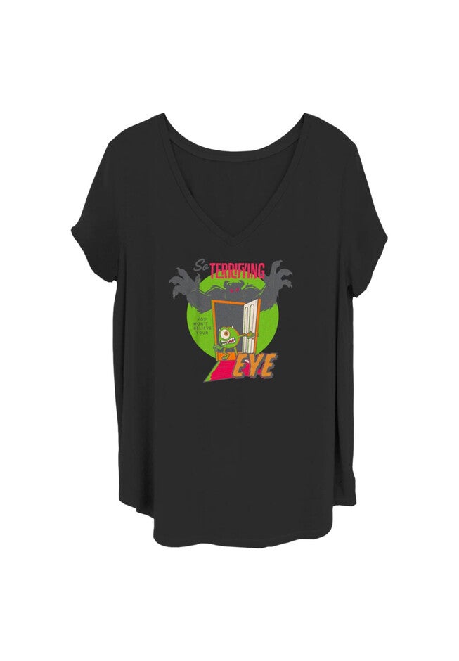 Terrifying Wont Believe Eye V-Neck T-Shirt, BLACK, hi-res image number null