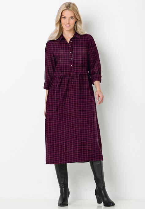 Plaid flannel A-line shirtdress, , alternate image number null