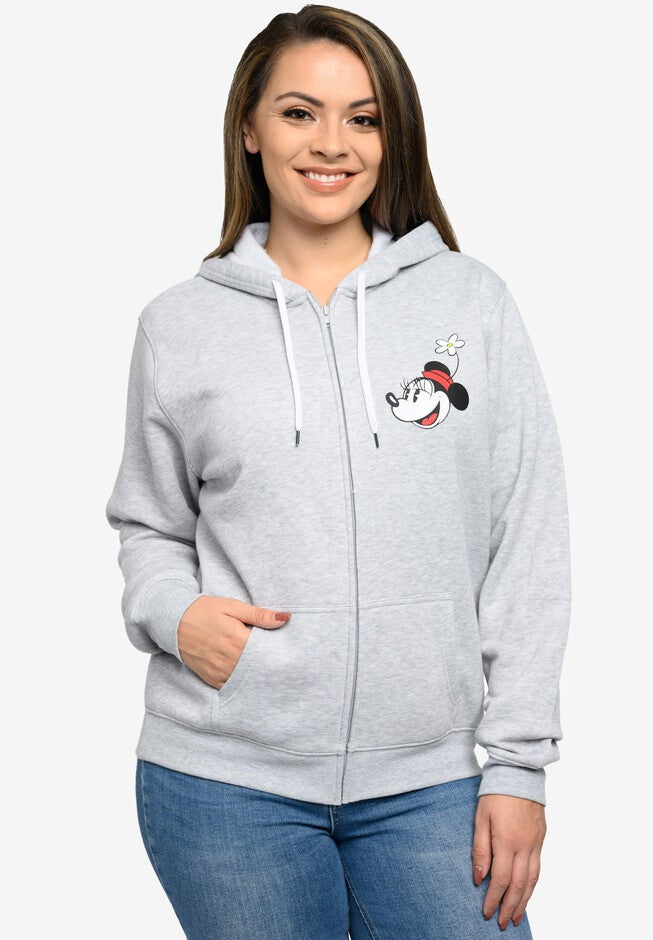 Disney Mickey Minnie Mouse Stroll Zip Hoodie Sweatshirt Gray, , alternate image number null