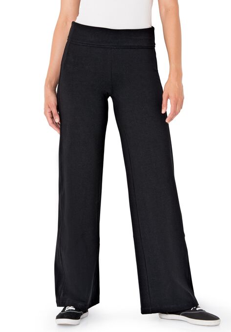 Stretch Cotton Wide Leg Pant, , alternate image number null