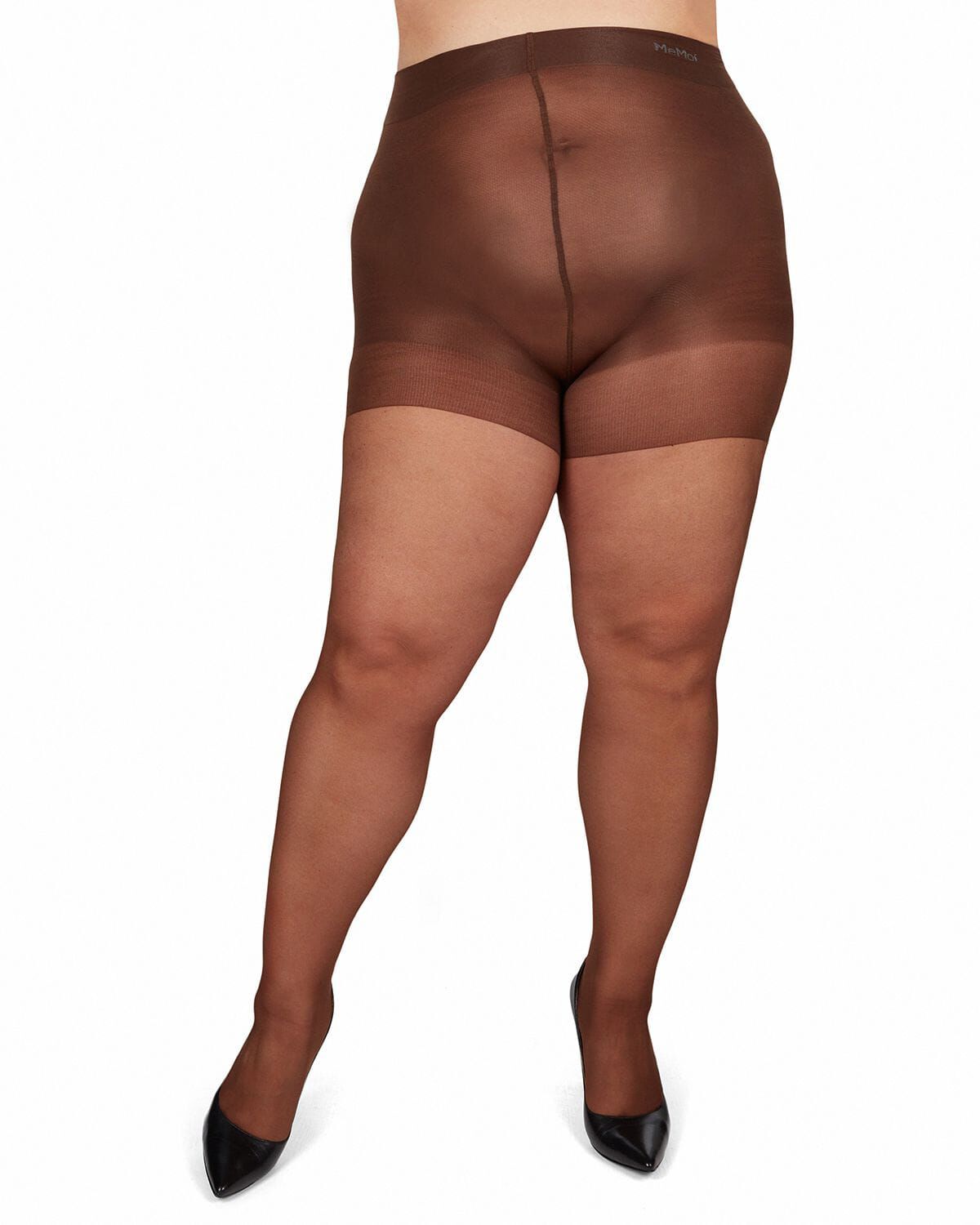 Plus Size Curvy Silky Sheer Control Top Pantyhose, FRENCH COFFEE, alternate image number 1
