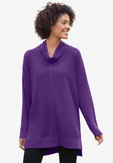 Cowl Neck Thermal Tunic, RADIANT PURPLE, hi-res image number null