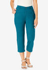 Back-Elastic Waist Perfect Capri Jean, DEEP TEAL, hi-res image number null