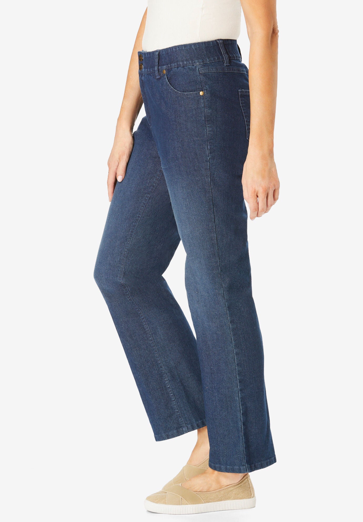 Secret Solutions&trade; Tummy Smoothing Bootcut Stretch Denim Jeans, , on-hover image number 1