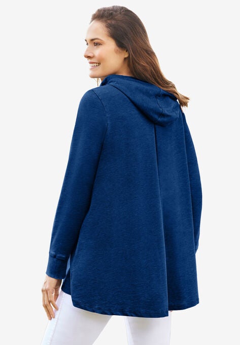 Pleat-Back Swing Sweatshirt, EVENING BLUE, hi-res image number null