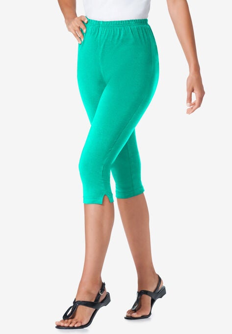 Stretch Cotton Capri Legging, PRETTY JADE, hi-res image number null
