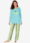 Long Sleeve Knit PJ Set , PALE OCEAN LEMON, hi-res image number null