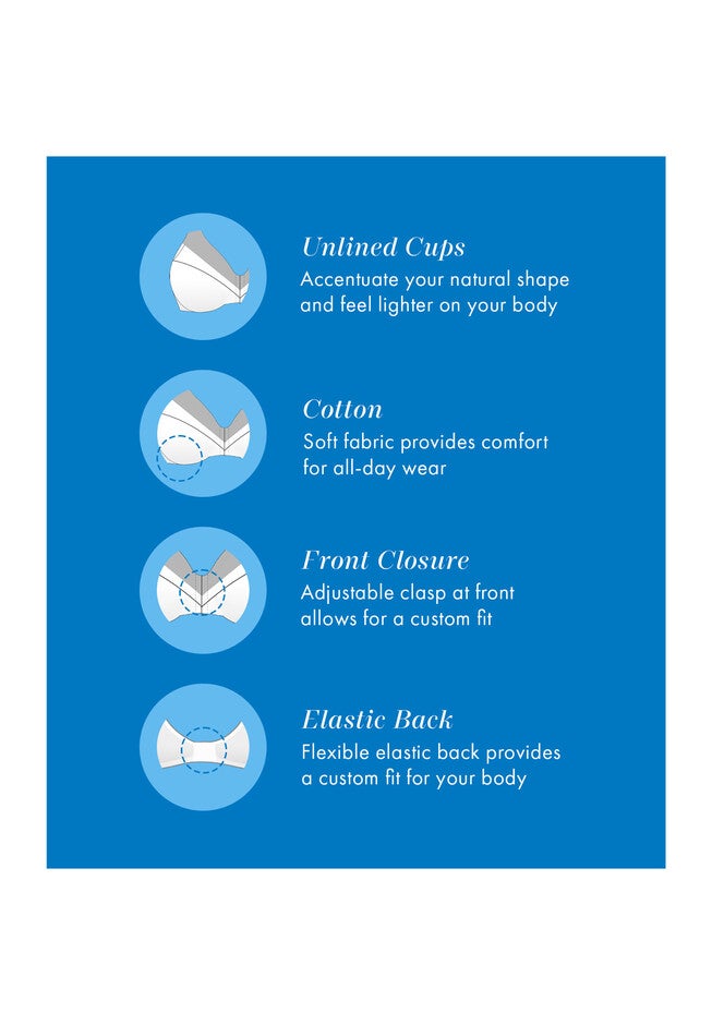 Bestform 5006770 Comfortable Unlined Wireless Cotton Bra With Front Closure, , alternate image number null
