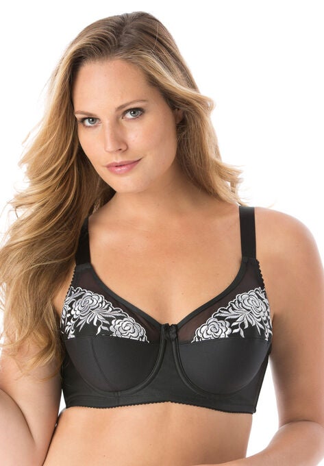 Elila® Embroidered Microfiber Underwire Bra 2401, BLACK SILVER, hi-res image number null