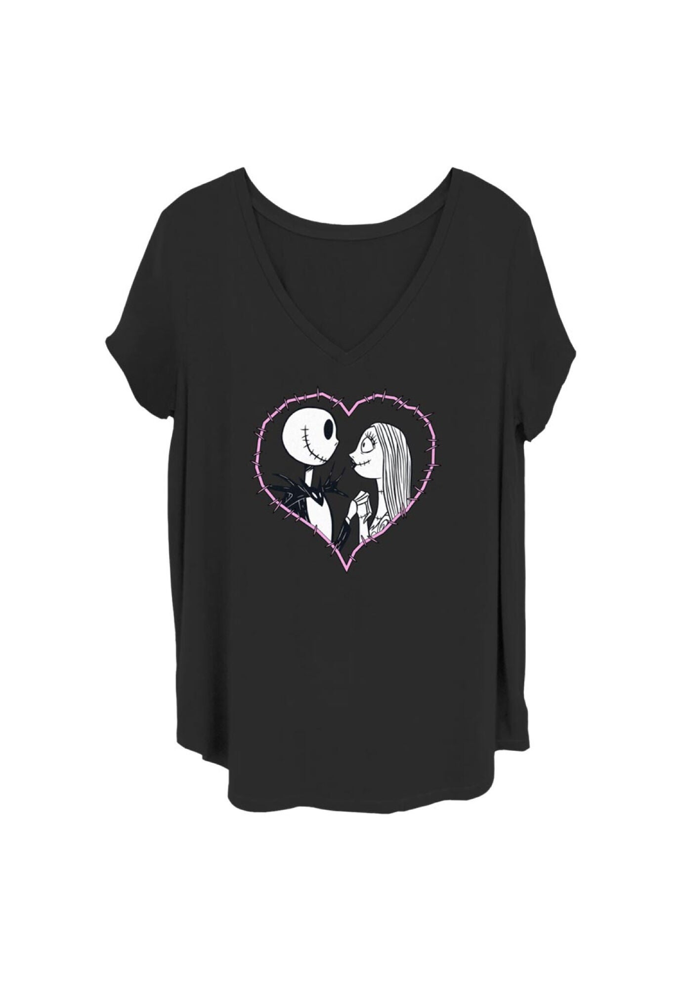 Nbc Heart Stitch V-Neck T-Shirt, BLACK, hi-res image number 0