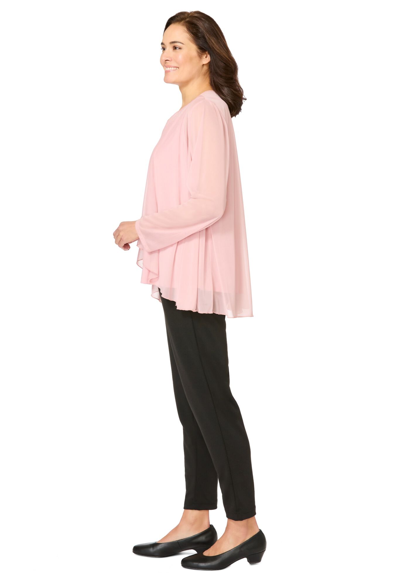 2-piece Sheer Jacket Set, ROSE, alternate image number 2