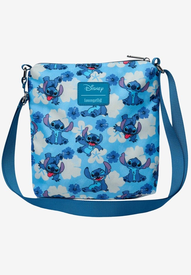 Loungefly x Disney Stitch Passport Crossbody Bag Blue All-Over Print, BLUE, on-hover image number 1