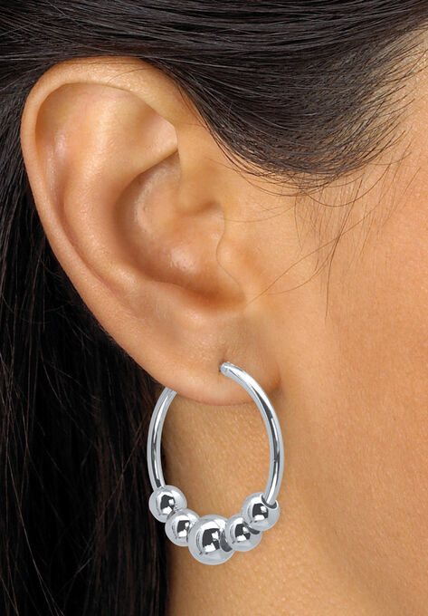4-Piece Beaded Earrings and Bracelet Set in Silvertone, , alternate image number null