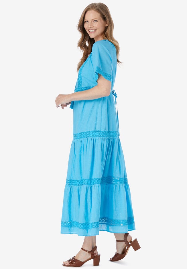 Crochet Trim Tassel-Tie Dress, , alternate image number 2