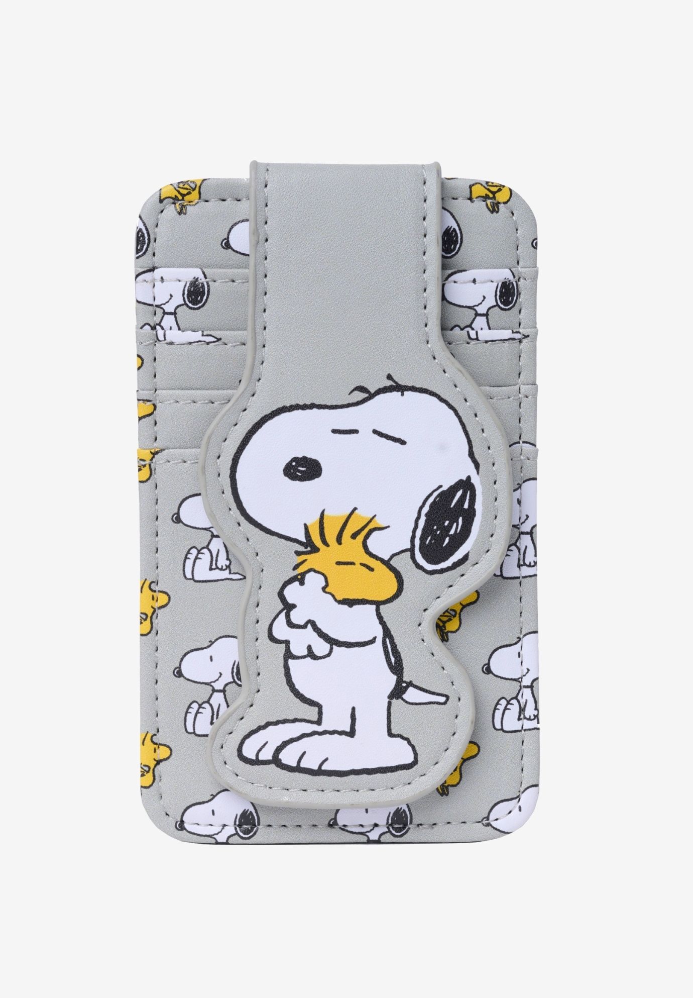 Peanuts Snoopy Woodstock Card Holder Wallet Slim Travel, GRAY, hi-res image number 0