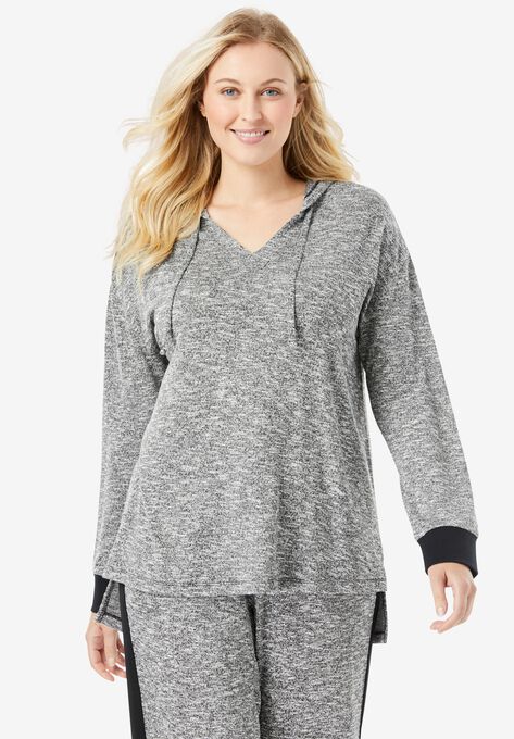 Hooded Marled Jersey Top, HEATHER CHARCOAL MARLED, hi-res image number null