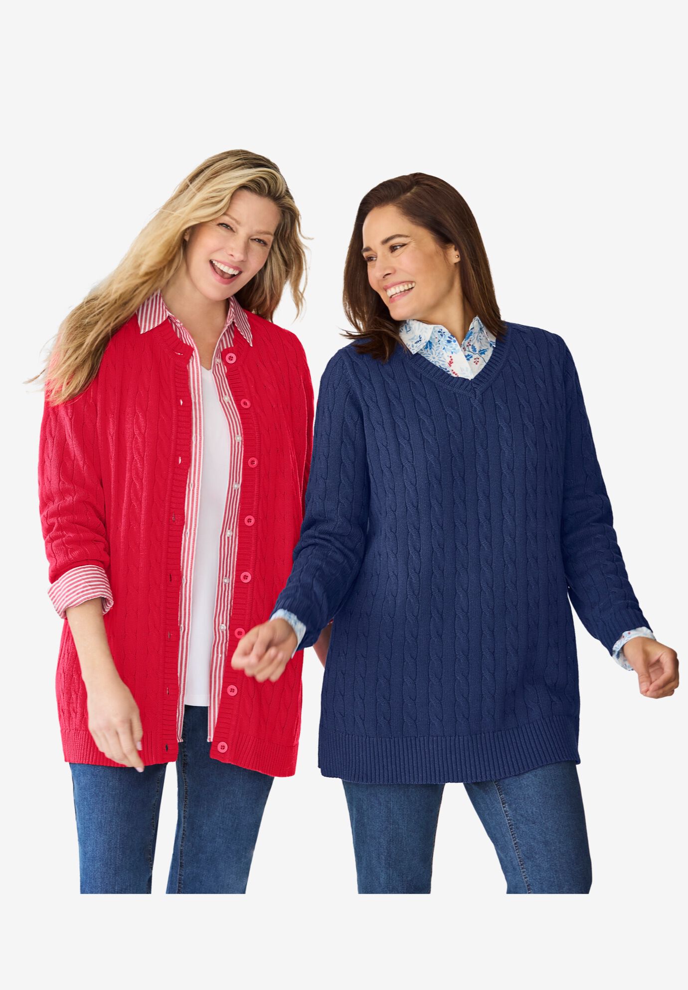 Cotton Cable Knit Cardigan Sweater, , alternate image number 6