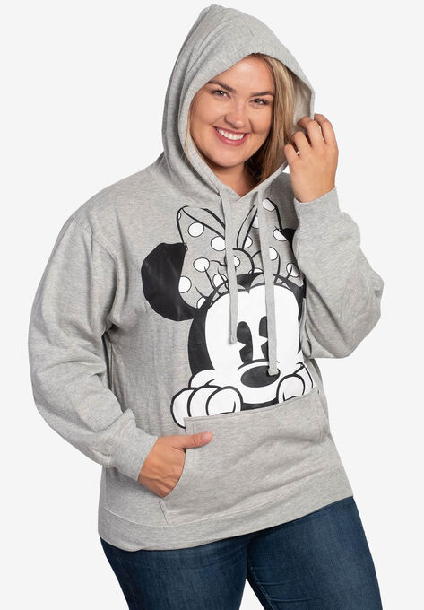 Disney Minnie Mouse Peeking Hoodie Sweatshirt Gray, GRAY, hi-res image number null