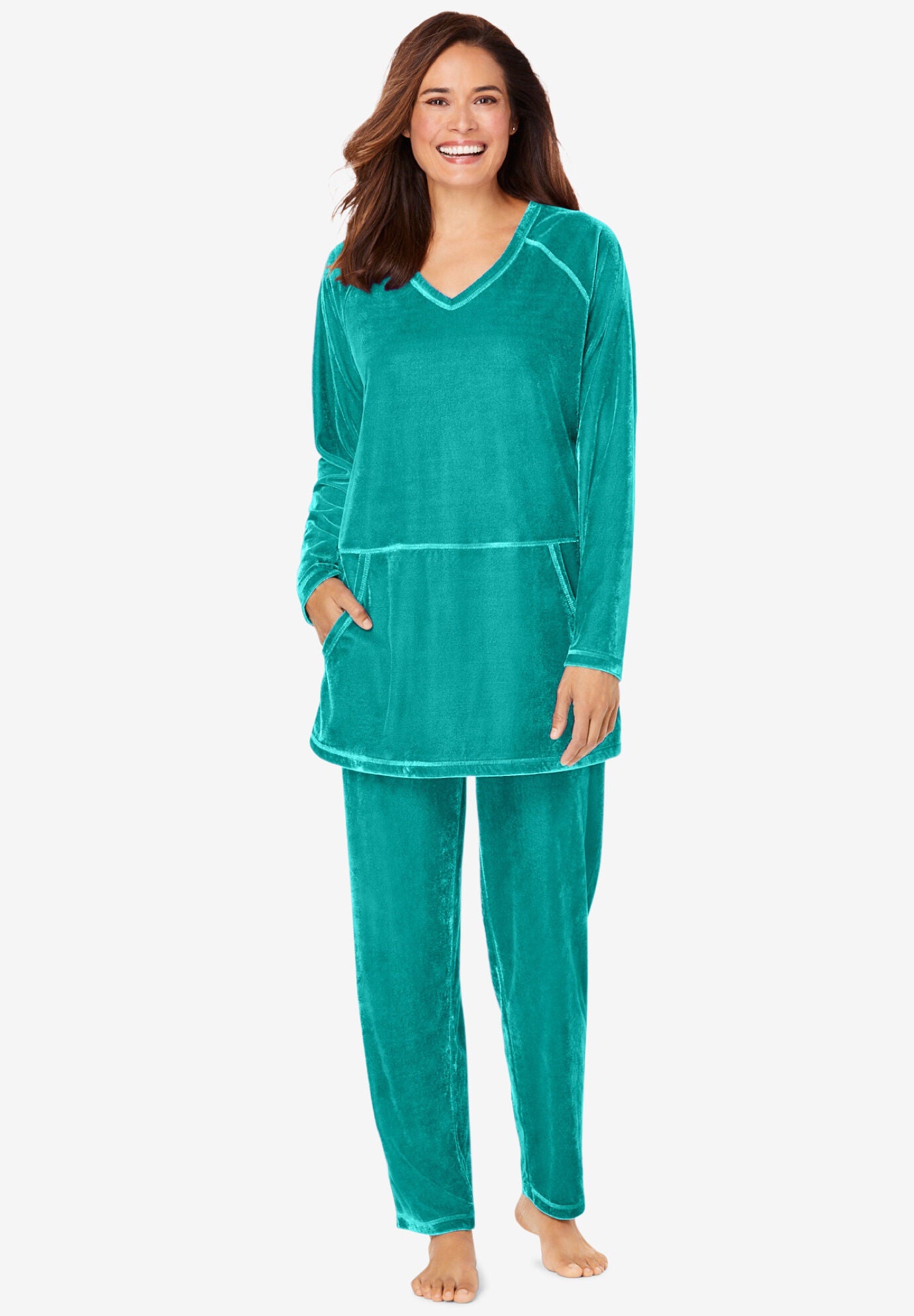 Velour 2-Piece Lounge Set, WATERFALL, hi-res image number 0