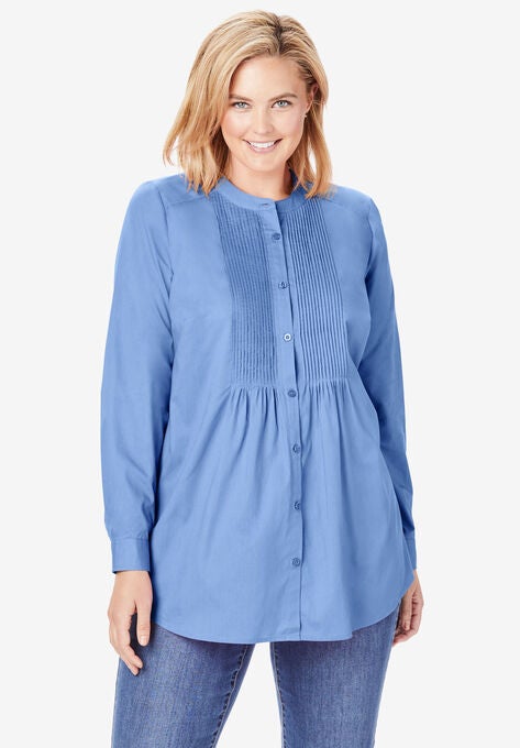 Perfect Pintucked Shirt, FRENCH BLUE, hi-res image number null