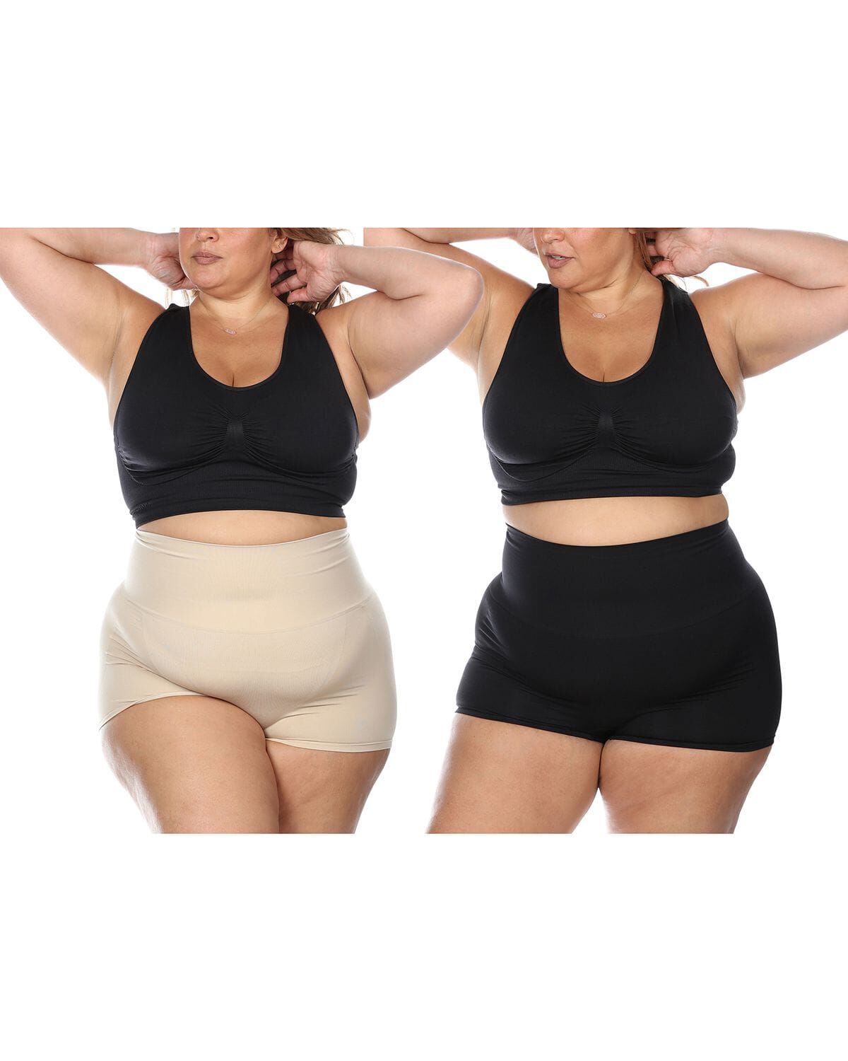 2 Pair Women's High-Waist Boy Short Shaping Briefs, NUDE BLACK, alternate image number 4