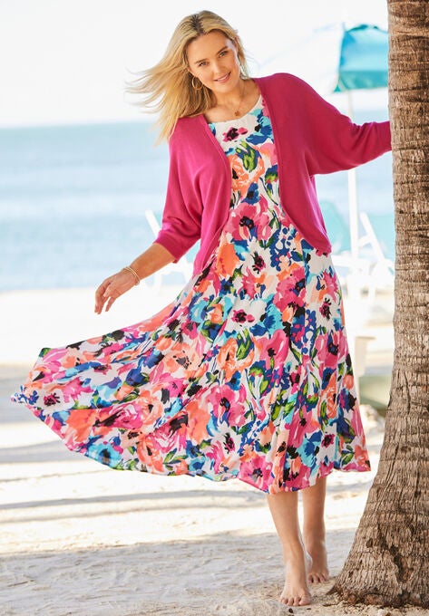 Short-sleeve Crinkle Dress, , alternate image number null