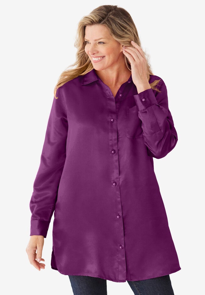 Satin Tunic, PLUM PURPLE, hi-res image number null