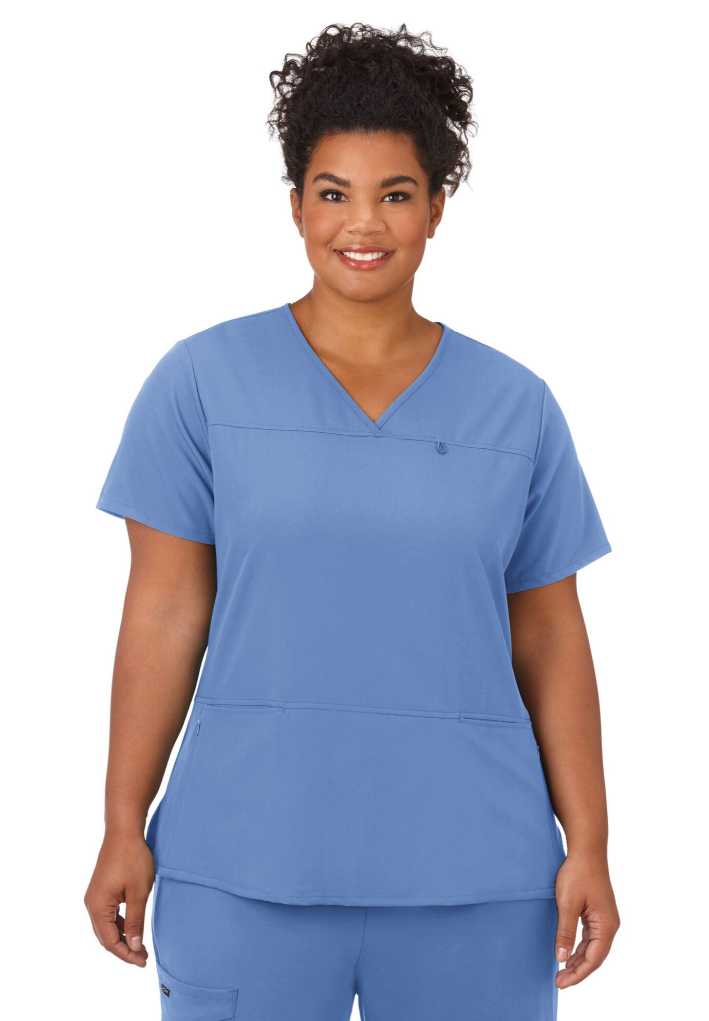 Jockey Scrubs Women&#39;s True Fit Crossover V-Neck Top, BLUE, hi-res image number 0