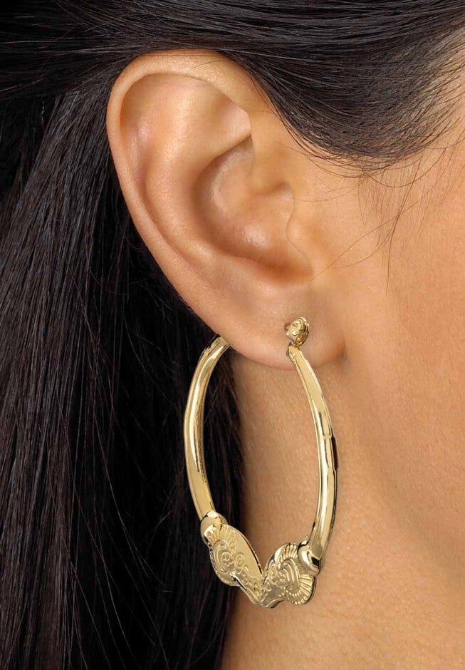 Cubic Zirconia Stud and Hoop Earring Set in Goldtone, , alternate image number 2