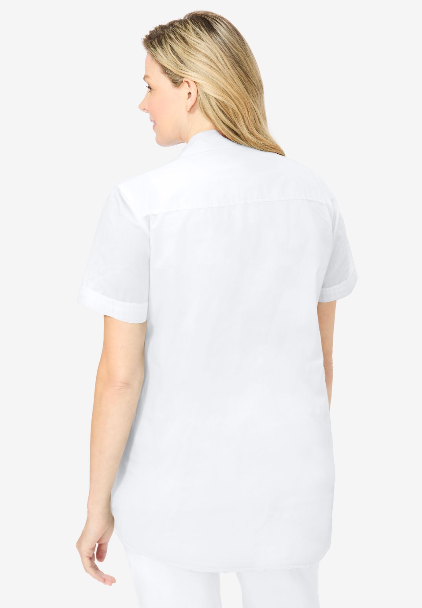 Short-Sleeve Cotton Campshirt, WHITE, on-hover image number 1