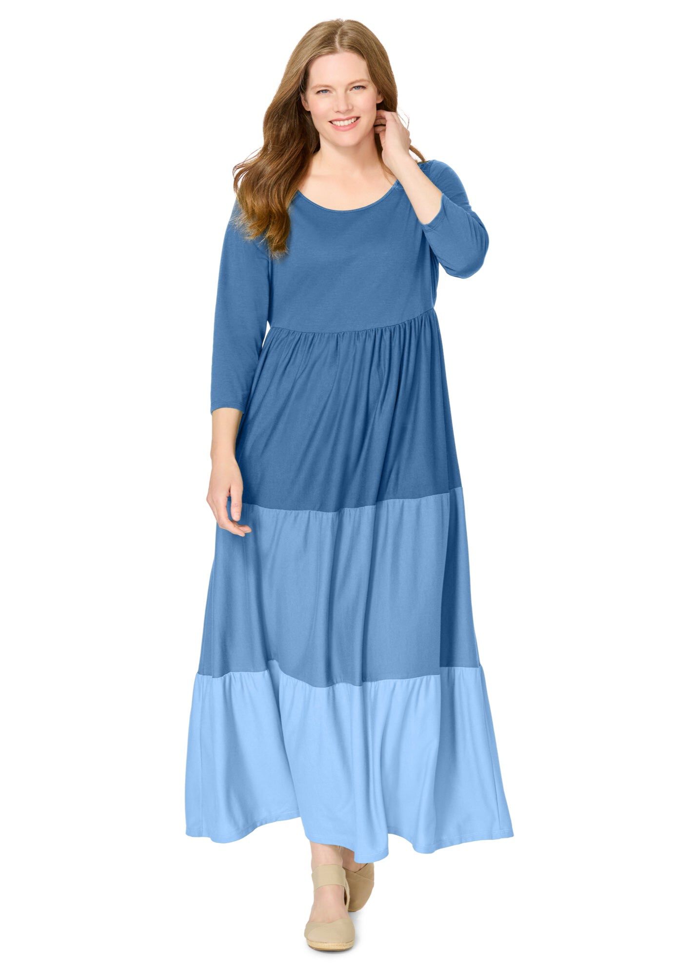 Colorblock Tiered Dress, BLUE COAST COLORBLOCK, hi-res image number 0