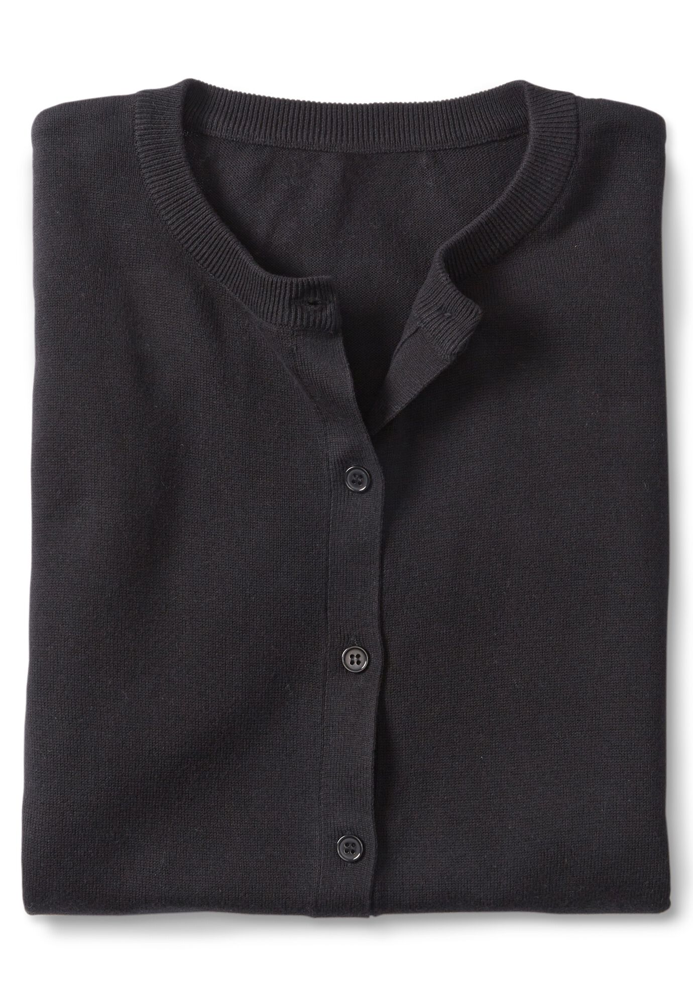 Perfect Elbow-Length Sleeve Cardigan Sweater, BLACK, alternate image number 2