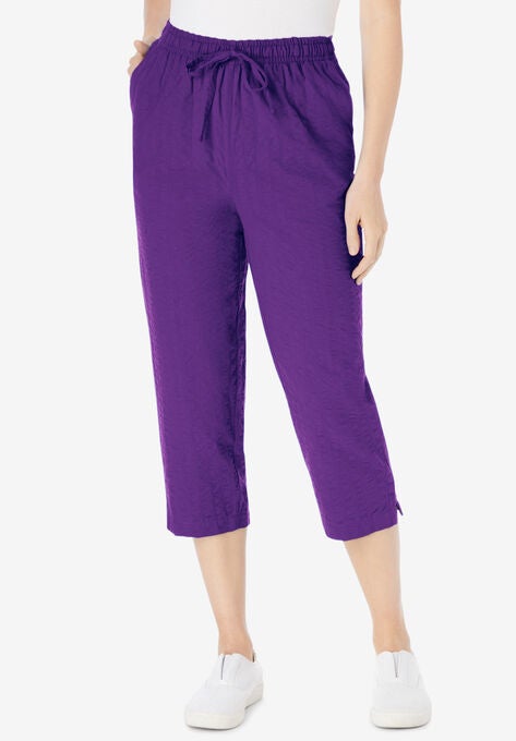 Seersucker Capri Pant, PURPLE ORCHID, hi-res image number null
