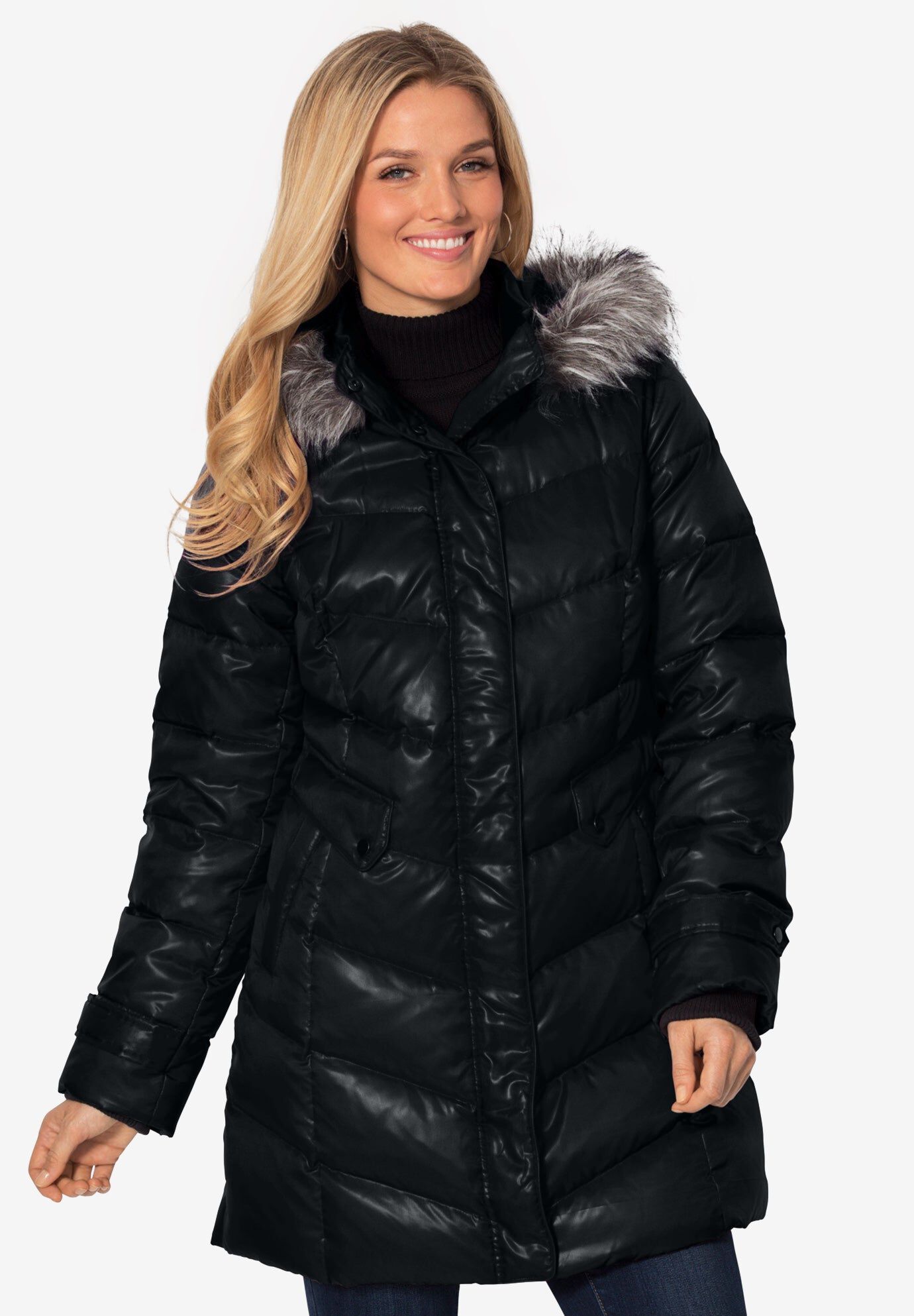 Midweight Down Puffer Coat, BLACK, hi-res image number 0