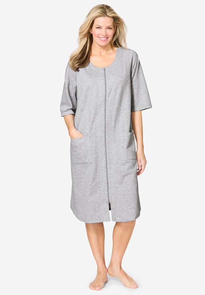 Adonna Terry Robe Short French Terry Zip-Front Robe | OneStopPlus