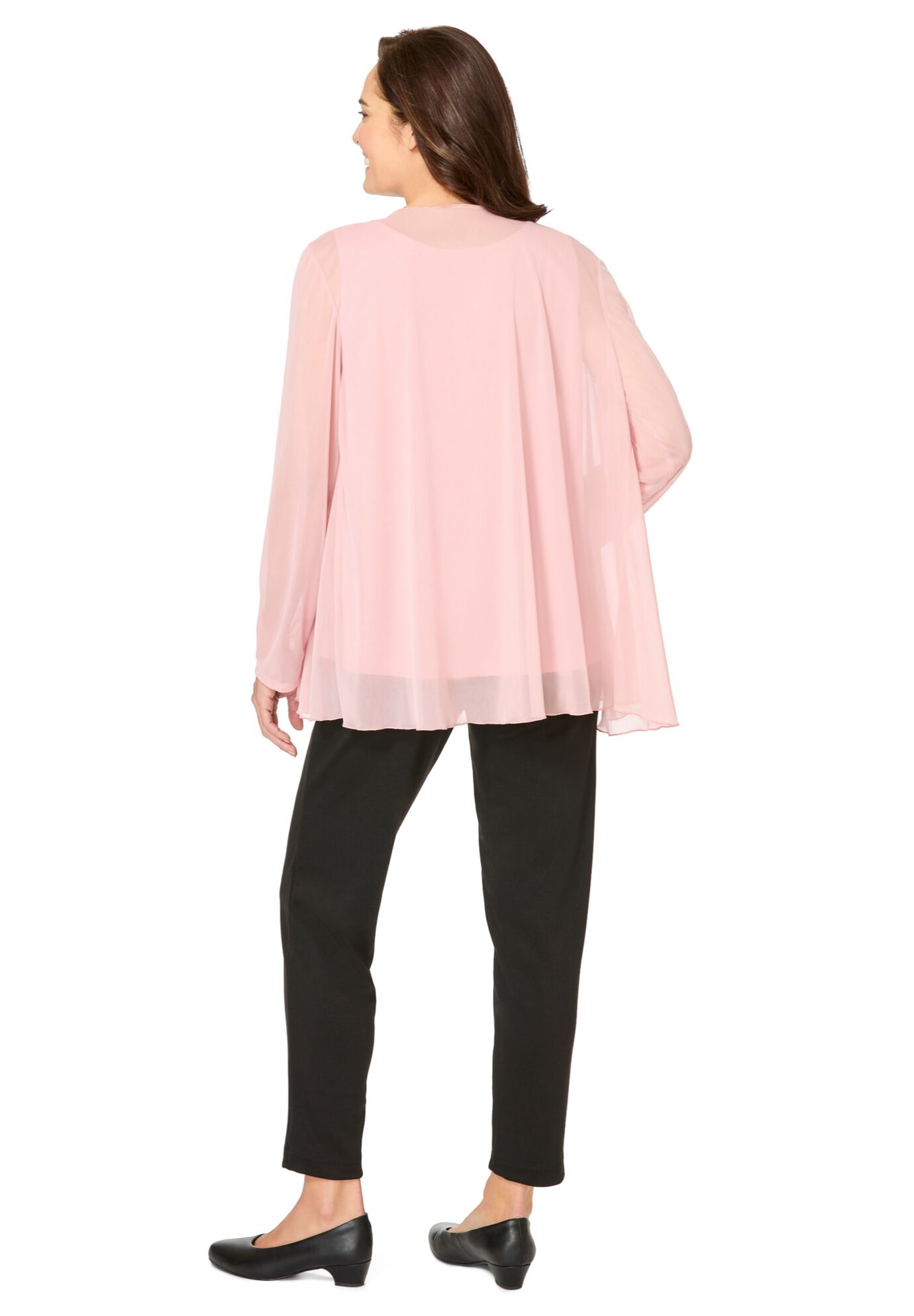 2-piece Sheer Jacket Set, ROSE, on-hover image number 1