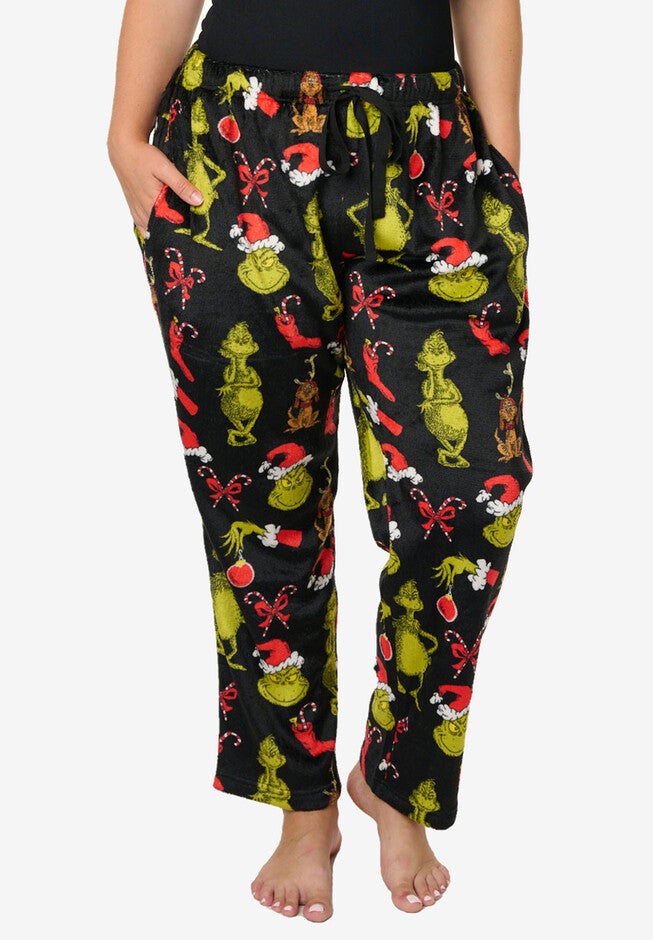 Grinch Christmas Plush Pajama Pants, , alternate image number null