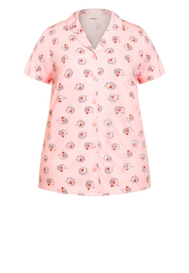 Hedgehog Button Sleep Top, HEDGEHOG, alternate image number null