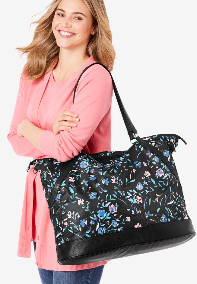 Large Weekender Bag, BLACK BLOSSOM FLORAL, hi-res image number null