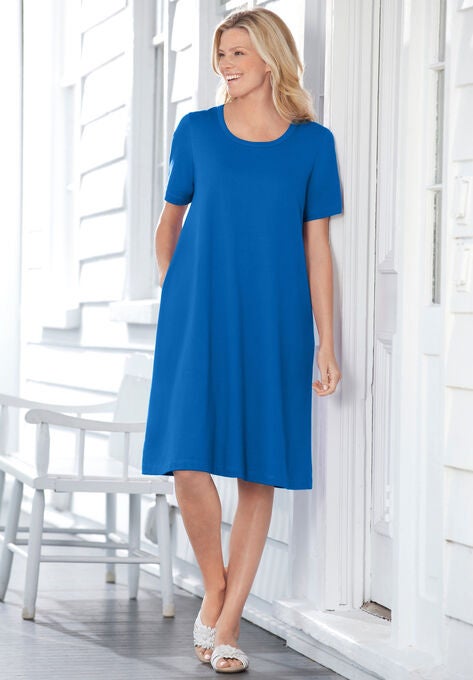 Short-Sleeve Crewneck Tee Dress, , alternate image number null