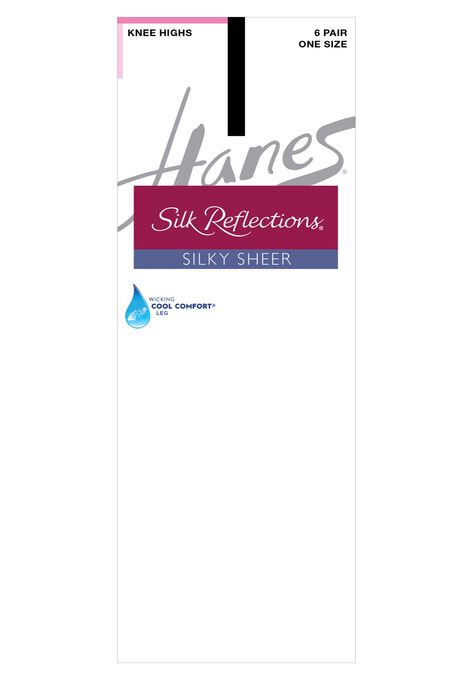 Silk Reflections Knee Highs Sheer Toe 6-Pack, JET, hi-res image number null