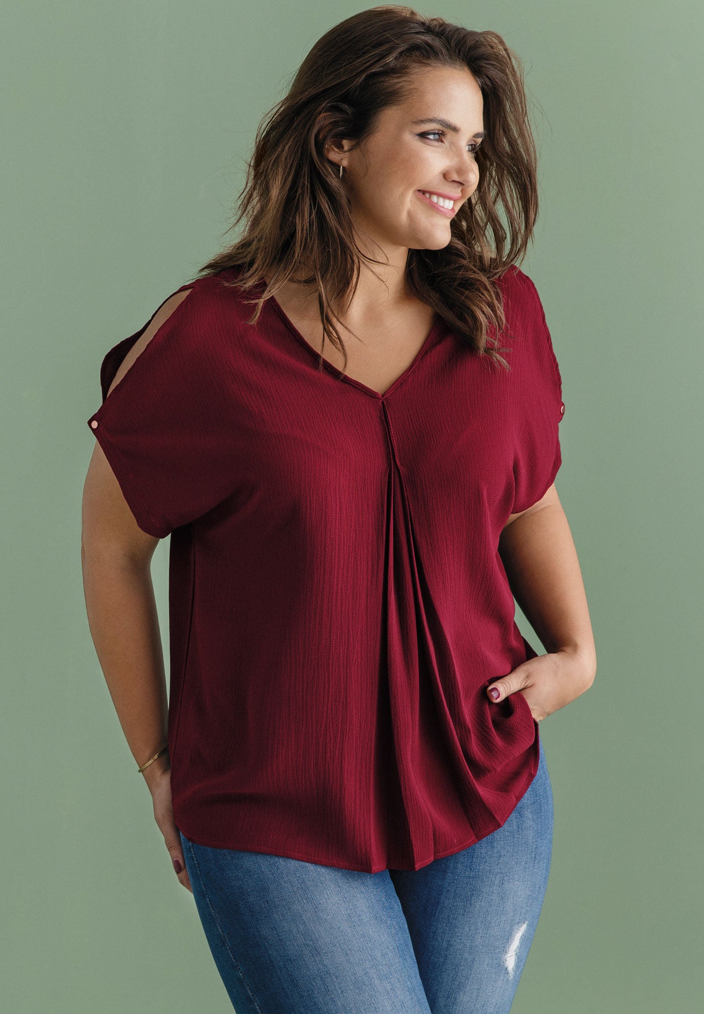 Slit Sleeve Blouse, , alternate image number 2